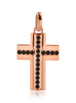Pandantiv cruce din aur roz
