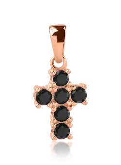 Pandantiv cruce din aur roz