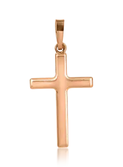 Pandantiv cruce din aur roz