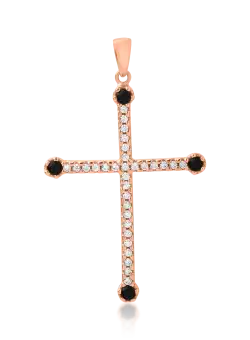 Pandantiv cruce din aur roz de 14K