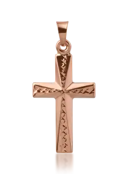 Pandantiv cruce din aur roz