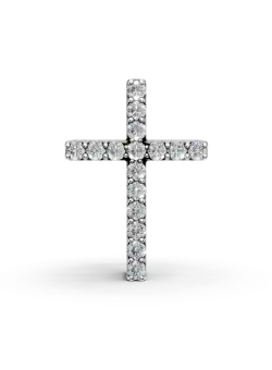 Pandantiv cruciulita din aur alb cu diamante de 0.1ct