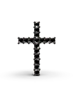 Pandantiv cruciulita din aur roz cu diamante negre de 0.1ct