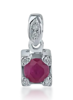 Pandantiv din aur alb cu rubin de 0.4ct si diamante de 0.04ct