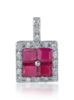 Pandantiv din aur alb cu rubine de 0.71ct si diamante de 0.12ct