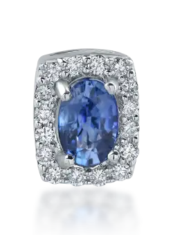 Pandantiv din aur alb cu safir de 0.57ct si diamante de 0.11ct