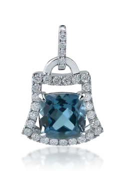 Pandantiv din aur alb cu topaz london blue de 1.905ct si diamante de 0.239ct