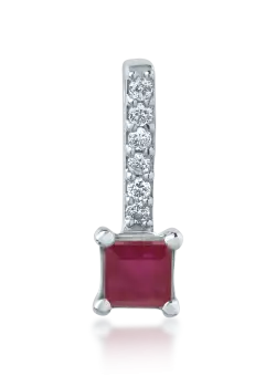 Pandantiv din aur alb de 14K cu rubin de 0.182ct si diamante de 0.03ct