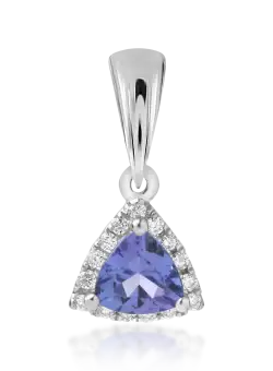 Pandantiv din aur alb de 14K cu tanzanit de 0.46ct si diamante de 0.08ct