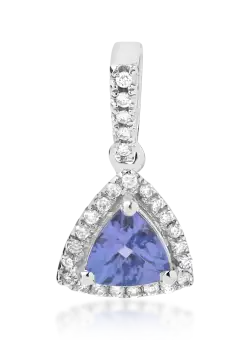 Pandantiv din aur alb de 14K cu tanzanit de 0.67ct si diamante de 0.13ct