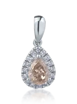Pandantiv din aur alb de 18K cu diamant galben de 0.61ct si diamante transparente de 0.12ct