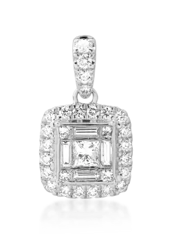 Pandantiv din aur alb de 18K cu diamante de 0.63ct