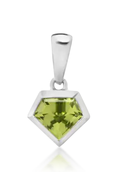 Pandantiv din aur alb de 18K cu peridot de 0.61ct