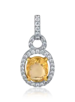 Pandantiv din aur alb de 18K cu safir de 1.5ct si diamante de 0.31ct