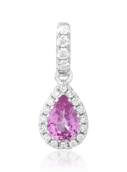 Pandantiv din aur alb de 18K cu safir roz de 0.47ct si diamante de 0.13ct