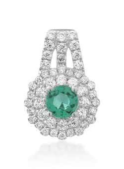 Pandantiv din aur alb de 18K cu smarald de 0.24ct si diamante de 0.24ct