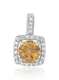 Pandantiv din aur alb-galben de 14K cu fancy diamonds de 0.161ct si diamante de 0.086ct