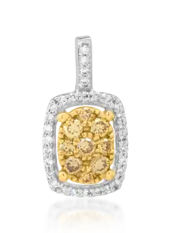 Pandantiv din aur alb-galben de 18K cu diamante fancy-galben de 0.18ct si diamante de 0.08ct