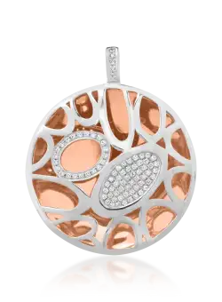 Pandantiv din aur alb-roz de 18K cu diamante de 0.449ct