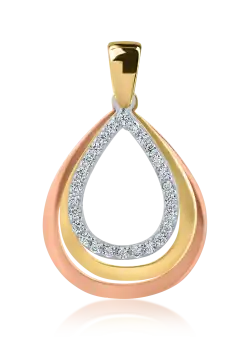 Pandantiv din aur galben-roz-alb