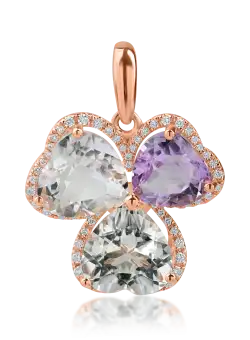 Pandantiv din aur roz cu ametiste de 6.2ct si diamante de 0.2ct