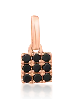 Pandantiv din aur roz de 14K cu diamante negre de 0.075ct