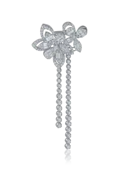 Pandantiv floare din aur alb cu diamante de 2.4ct