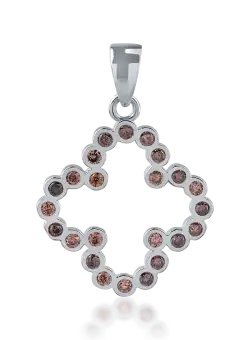 Pandantiv floare din aur alb cu zirconii maro