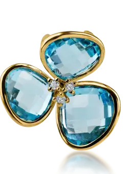 Pandantiv floare din aur galben cu topaze albastre de 7.6ct si diamante de 0.05ct