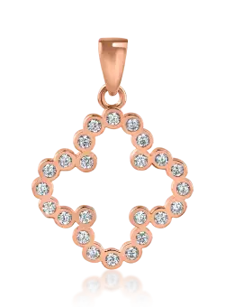 Pandantiv floare din aur roz cu zirconii