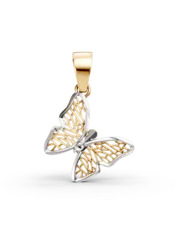 Pandantiv fluture din aur alb-galben