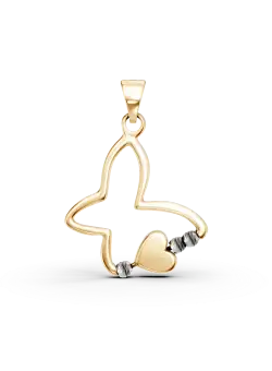 Pandantiv fluture din aur alb-galben