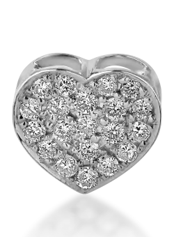 Pandantiv inima din aur alb cu diamante de 0.22ct
