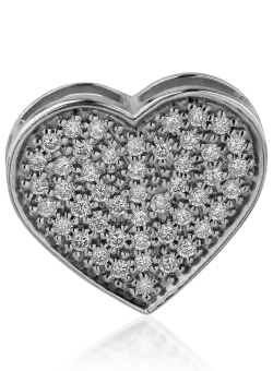 Pandantiv inima din aur alb cu diamante de 0.33ct