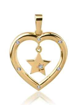 Pandantiv inima din aur galben