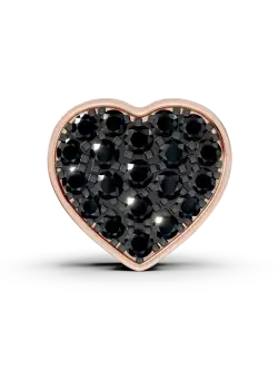 Pandantiv inima din aur roz cu diamante negre de 0.2ct