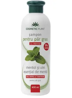 Sampon pentru Par Gras cu Mentol si Ulei Esential de Menta Cosmetic Plant, 400 ml