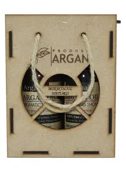 Set cadou rustic, argan, cutie lemn, sampon cu ulei de argan Argana 200 ml+ gel de dus cu ulei de argan Argana 200 ml