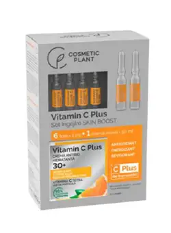 Set Ingrijire Skin Boost 30+ Cosmetic Plant: Crema Antirid Hidratanta 30+ Vitamin C Plus, 50 ml; Fiole Skin Boost Vitamina C Plus 6 x2 ml