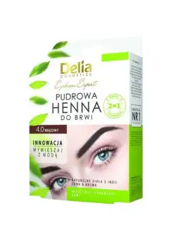 Vopsea Pudra Henna pentru Sprancene - Eyebrow Expert Pudrowa Henna do Brwi, Nuanta 4.0 Brown, Delia Cosmetics, 4 g