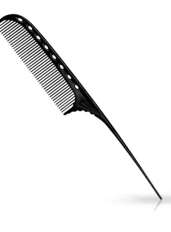 YS Park 105 Pieptan profesional pentru frizerie cu codita pentru sectionare - negru
