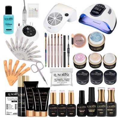 Kit Unghii False cu Gel &amp; Polygel, Oja Semipermanenta PRO101